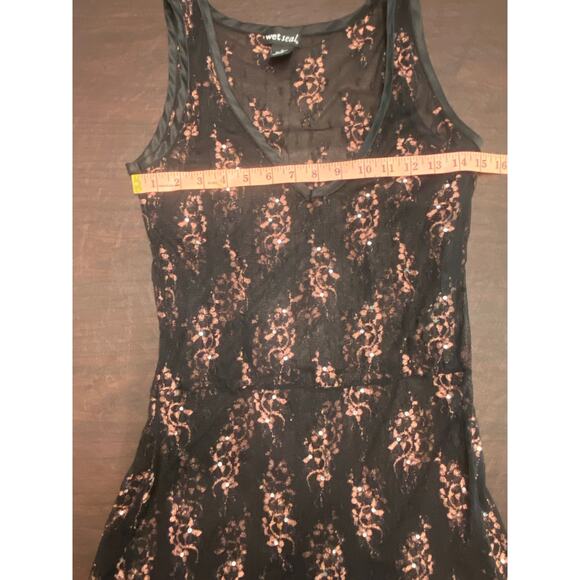 Vintage Wet Seal Mesh Sequin Lace Button Side Dress (M) Whimsigoth Vamp Romantic - Picture 7 of 12